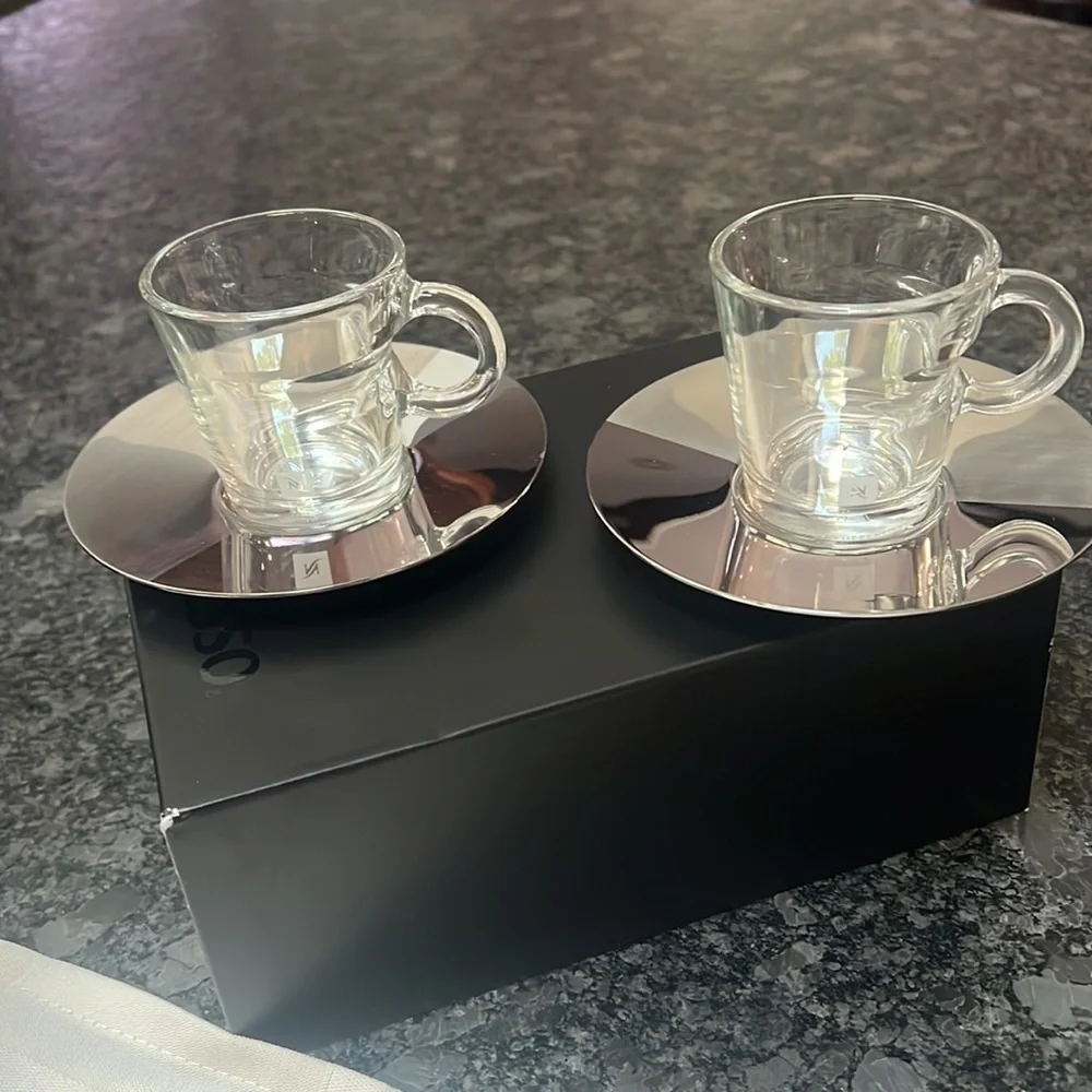 Nespresso View 2 Espresso Cups and 2 Saucers - New in Box